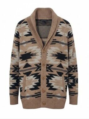 Ethan Pierce Men's Aztec Southwestern Shawl Collar Knit Cardigan Sweater